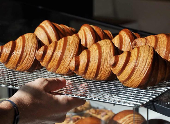 Golden croissants fresh from the oven